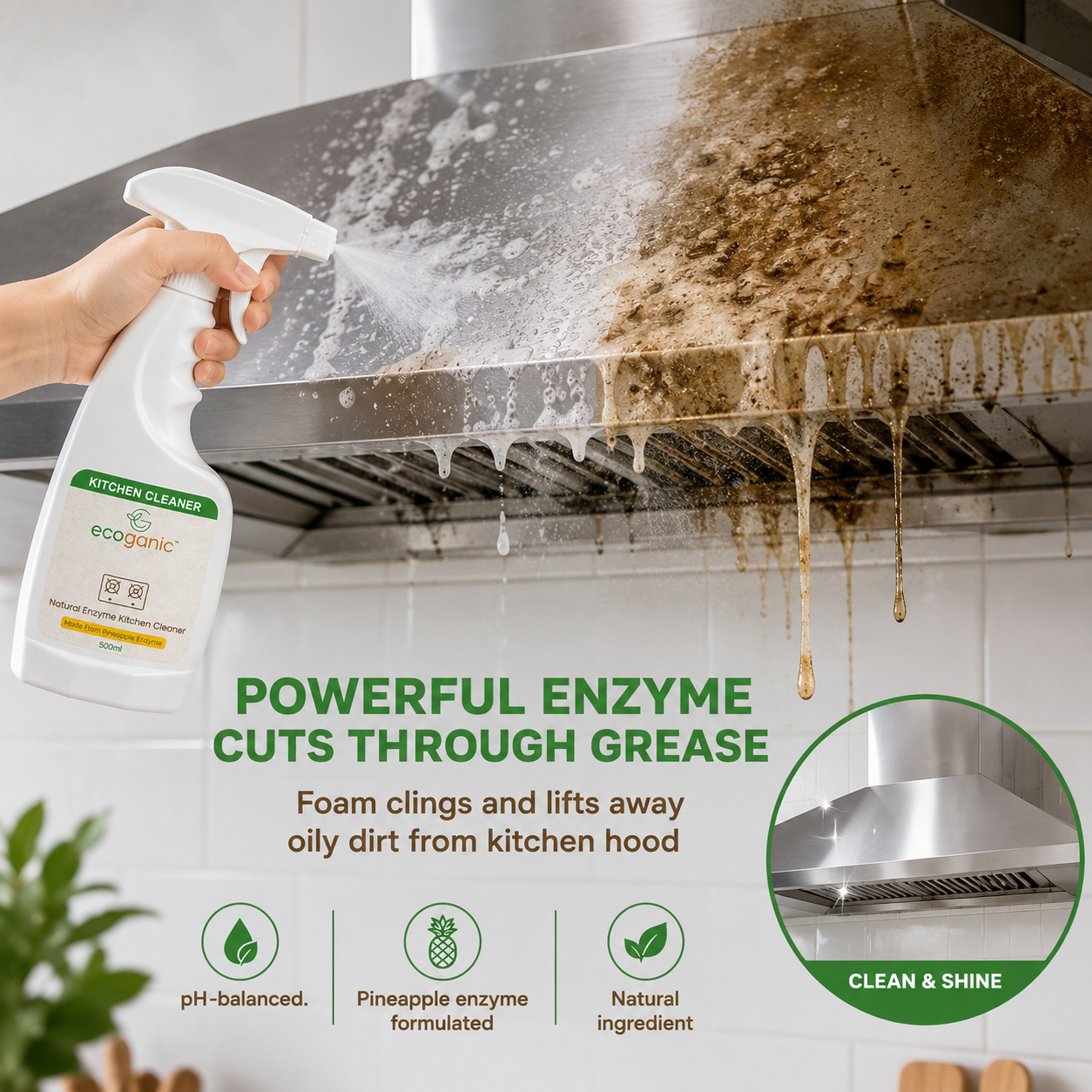 Ecoganic Enzyme Kitchen Cleaner 500ml - Image 3